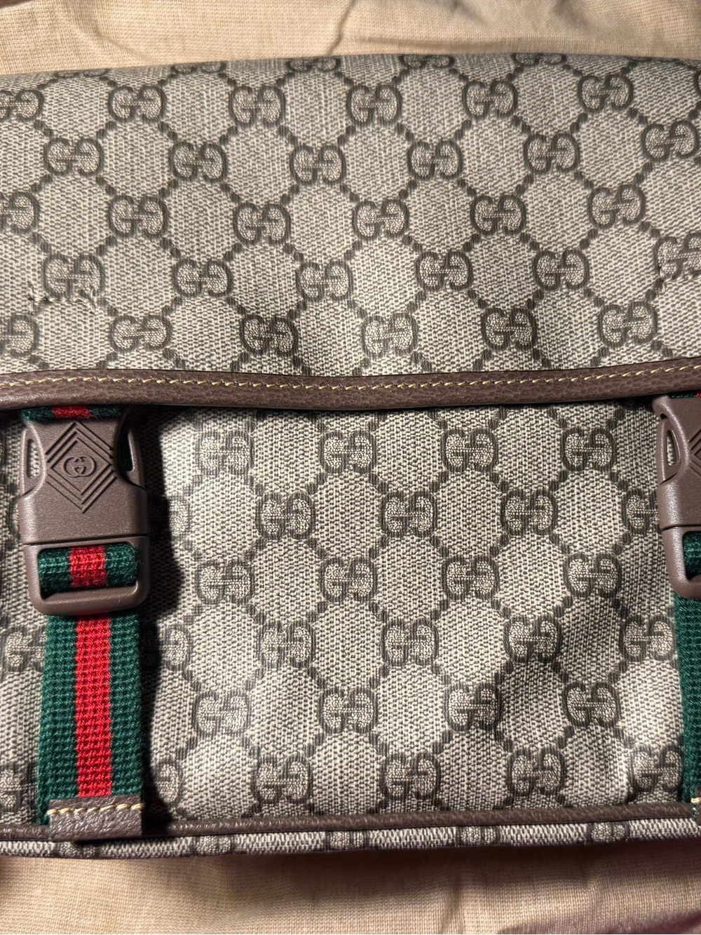 Gucci Brown Crossbody Bag with Gold-Tone Zip